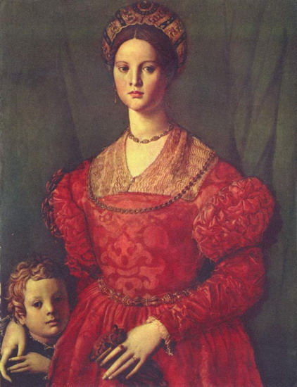 Бронзино (Bronzino) Аньоло : Портрет молодой женщины с сыном