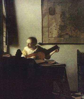 Вермер Делфтский (Vermeer van Delft) Ян : Дама с лютней