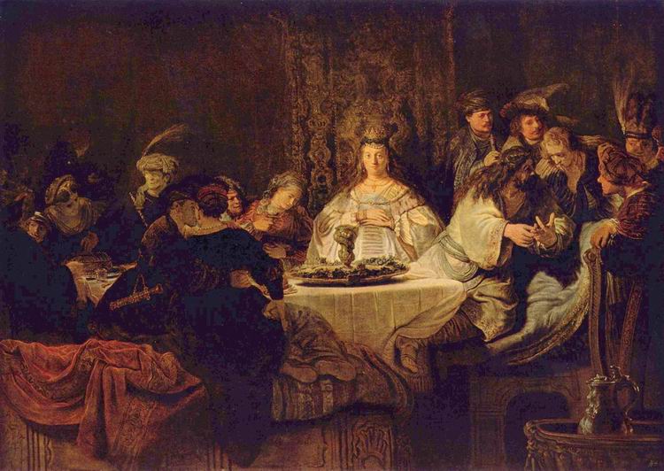 Рембрандт Харменс ван Рейн: Самсон, загадывающий загадку за свадебным столом
