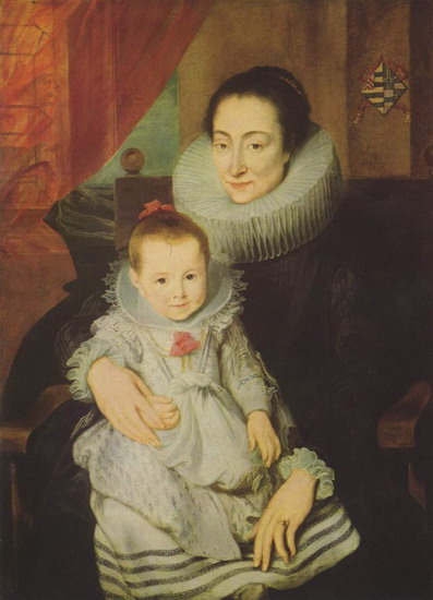 Ван Дейк: Портрет Марии Клариссы, супруги Яна Вовериуса, с ребенком
