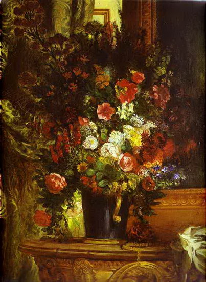 Делакруа (Delacroix) Эжен : Ваза с цветами на столике