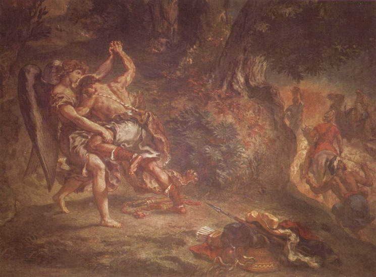 Делакруа (Delacroix) Эжен : Фреска. Борьба Иакова с ангелом. Деталь. Церковь св. Сульпиция