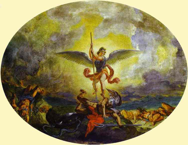 Делакруа (Delacroix) Эжен : Фреска. Святой Михаил побеждает дьявола