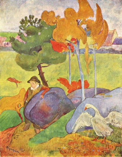 Гоген (Gauguin) Поль : Бретонец, пасущий гусей