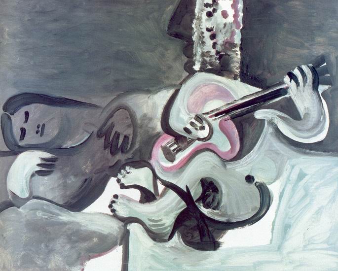 Пикассо Пабло: Спящая обнаженная и мужчина, играющий на гитаре