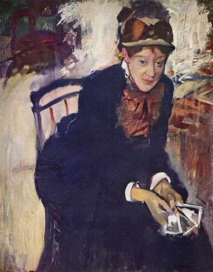 Дега (Degas) Эдгар : Портрет мисс Кэссет с картами в руках