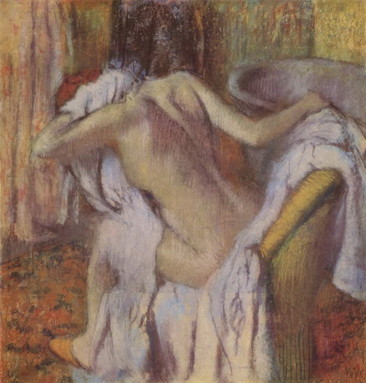 Дега (Degas) Эдгар : После ванны. Женщина, вытирающая волосы
