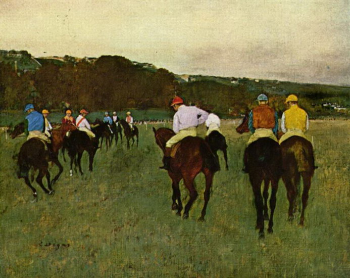 Дега (Degas) Эдгар : Скаковые лошади в Лоншане