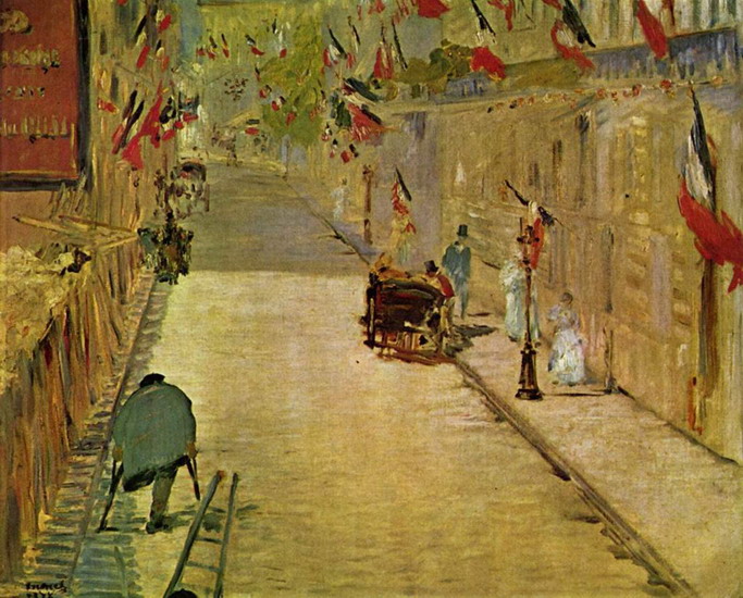 Мане (Manet) Эдуар: Улица Монье, украшенная флагами