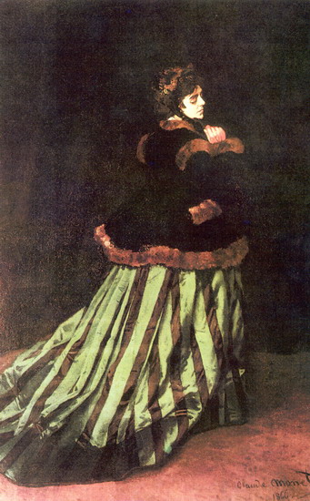 Моне (Monet) Клод: Дама в зеленом. Портрет Камиллы Донсье