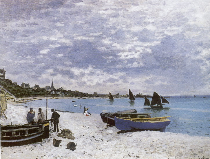 Моне (Monet) Клод: Пляж в Сент-Адрессе