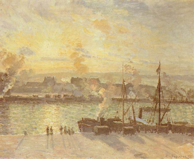 Моне (Monet) Клод: Заход солнца. Порт Руан