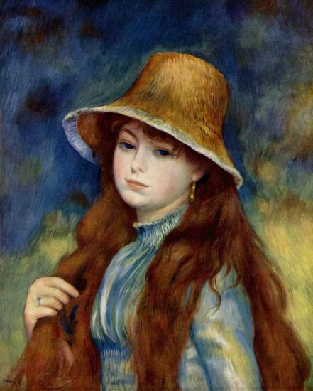 Ренуар Пьер Огюст: Девушка в соломенной шляпе