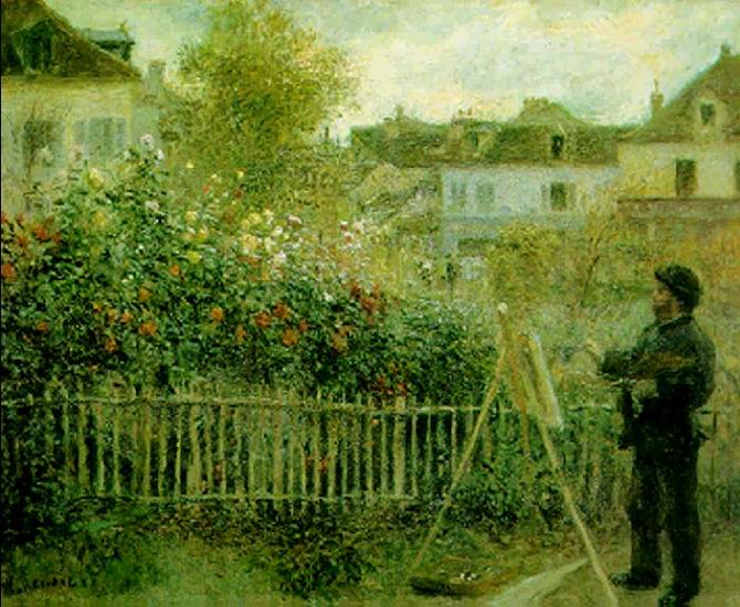 Ренуар Пьер Огюст: Клод Моне, работающий в своем саду