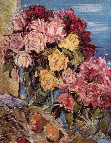 Коровин Константин Алексеевич : Розы на фоне моря