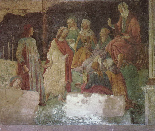 Боттичелли (Botticelli) Сандро (наст. Алессандро Ф: Фрески виллы Лемми. Лоренцо Торнабуони перед аллегорическими фигурами семи свободных искусств. Фрагмент