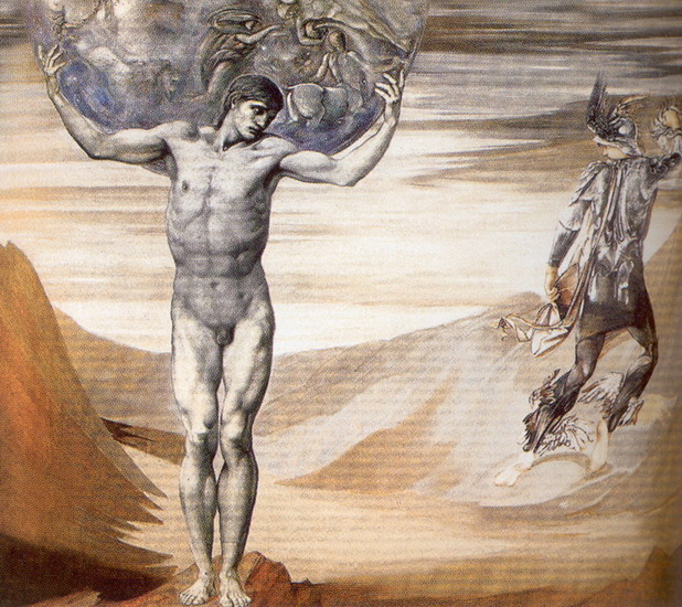Берн-Джонс (Burne-Jones) Эдуард Коли: Персей, покидающий Атланта, преврвщенного в камень