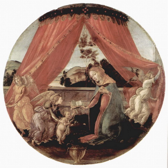 Боттичелли (Botticelli) Сандро (наст. Алессандро Ф: Мадонна дель Падильоне с младенцем Христом  тремя ангелами
