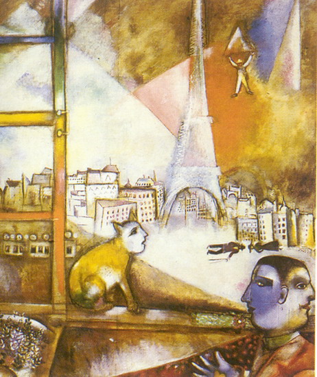Шагал (Chagall) Марк Захарович: Вид Парижа через окно
