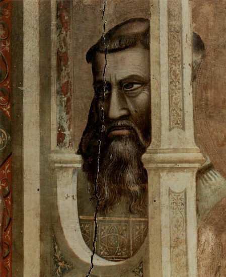 Джотто ди Бондоне (Giotto di Bondone) : Богоматерь с младенцем на троне. Фрагмент