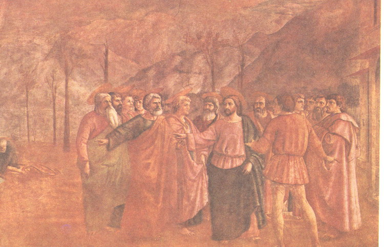 Мазаччо (Masaccio) (наст. имя Томмазо ди Джованни ди Симоне Кассаи, Tomasso di Giovanni di Simone Cassai): Чудо со статиром. Фрагмент 1