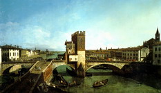 Каналетто (Canaletto) (собств. Каналь, Canal) Джов: Вид моста нами в Вероне