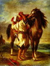 Делакруа (Delacroix) Эжен : Араб, седлающий лошадь