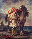 Делакруа (Delacroix) Эжен : Марокканец, седлающий коня