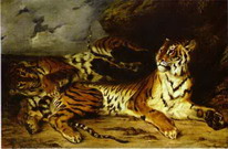 Делакруа (Delacroix) Эжен : Молодой тигр, играющий со своей матерью