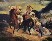 Делакруа (Delacroix) Эжен : Поединок гяура с пашой