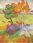 Гоген (Gauguin) Поль : Бретонец, пасущий гусей