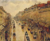 Моне (Monet) Клод: Бульвар Монмартр. Дождливая погода