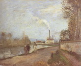 Моне (Monet) Клод: Река Уаза в Понтуазе. Пасмурный день