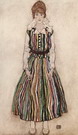 Шилле (Schielle) Эгон : Портрет Эдит Шилле в полосатом платье