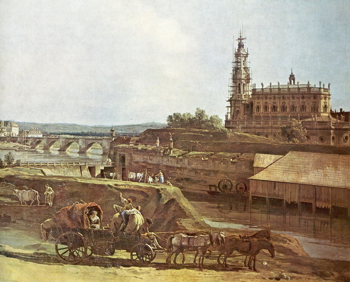 Каналетто (Canaletto) (собств. Каналь, Canal) Джов: Вид Дрездена с левого берега Лабы