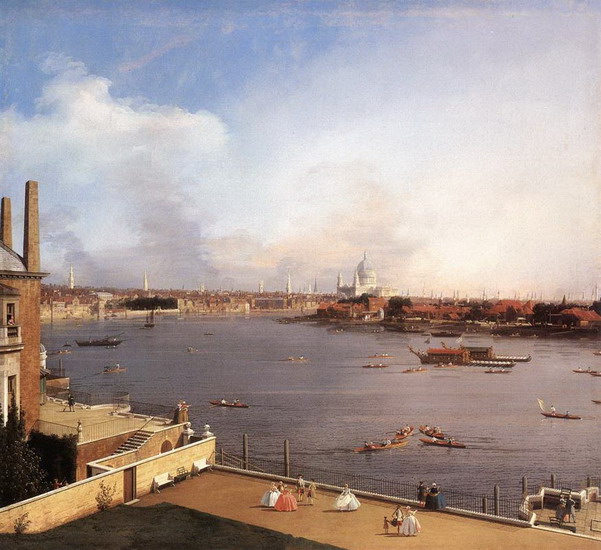 Каналетто (Canaletto) (собств. Каналь, Canal) Джов: Лондон. Темза и дома пригорода Ричмонда
