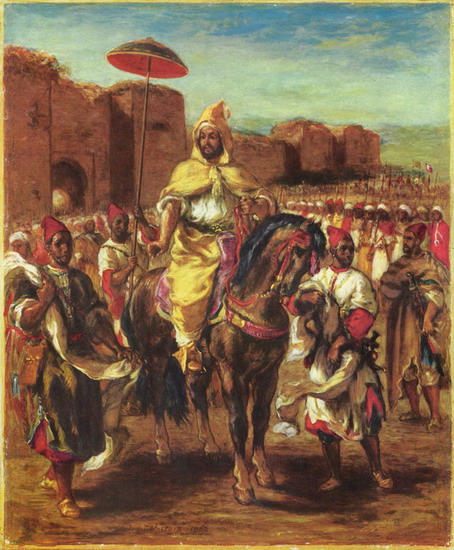 Делакруа (Delacroix) Эжен : Мулей Абдер-Рахман в окружении телохранителей и принцев