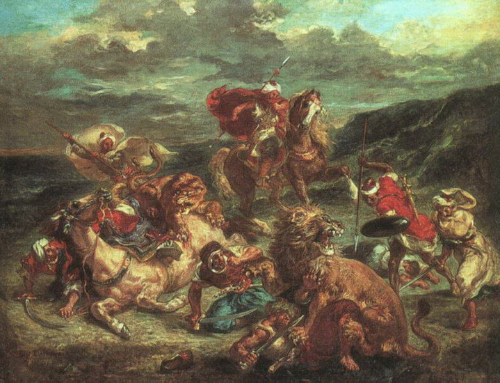 Делакруа (Delacroix) Эжен : Охота на львов