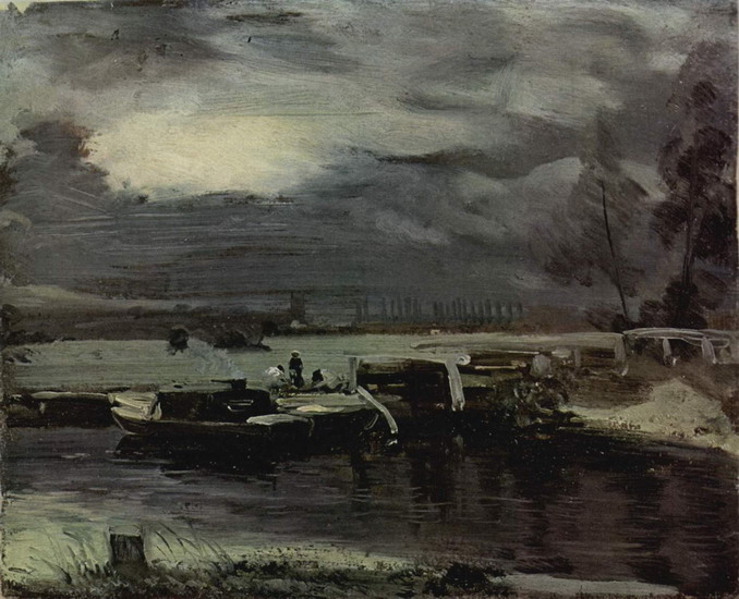 Делакруа (Delacroix) Эжен : Лодки на реке Стоур