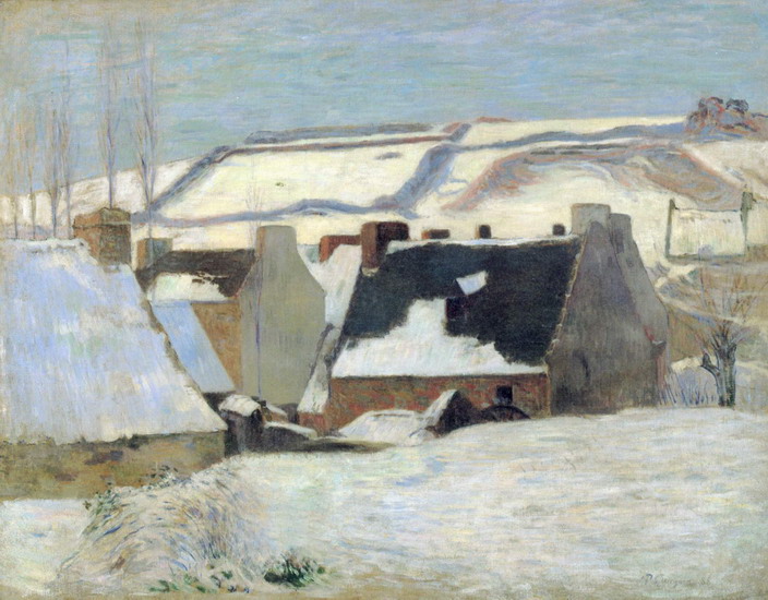 Гоген (Gauguin) Поль : Бретонская деревня в снегу
