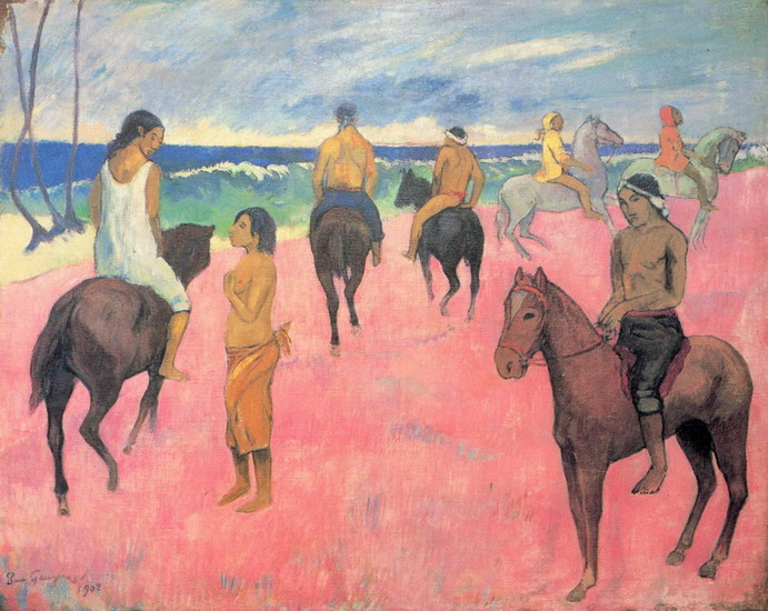 Гоген (Gauguin) Поль : Всадники на побережье