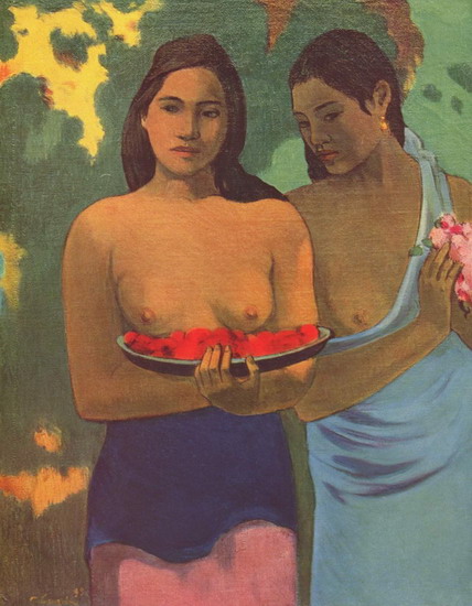 Гоген (Gauguin) Поль : Две девушки с цветами манго