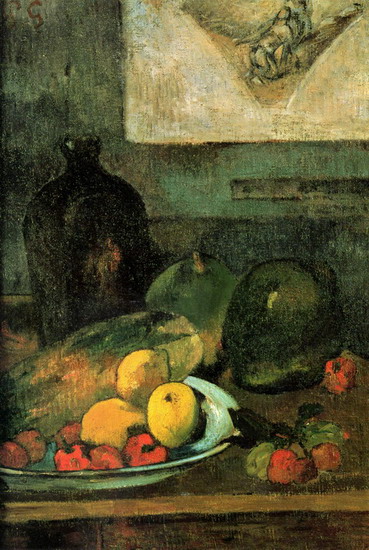 Гоген (Gauguin) Поль : Натюрморт на фоне гравюры Делакруа