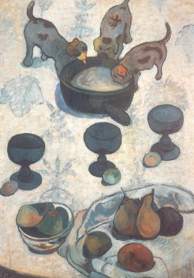 Гоген (Gauguin) Поль : Натюрморт со щенятами