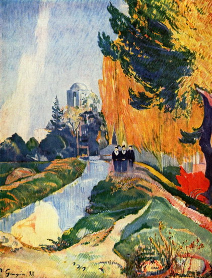 Гоген (Gauguin) Поль : Пейзаж с тремя фигурами