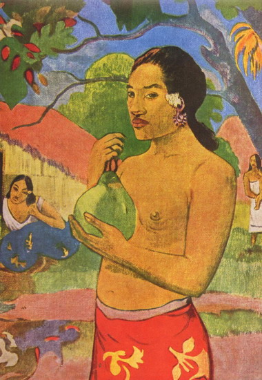 Гоген (Gauguin) Поль : Таитянка с фруктом. Деталь