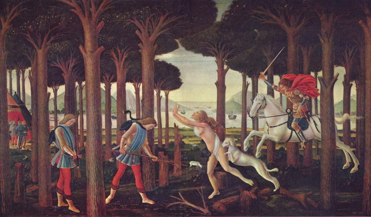 Боттичелли (Botticelli) Сандро (наст. Алессандро Ф: Картина к Декамеерону. Ужин Настажио у Онестии. 1 эпизод