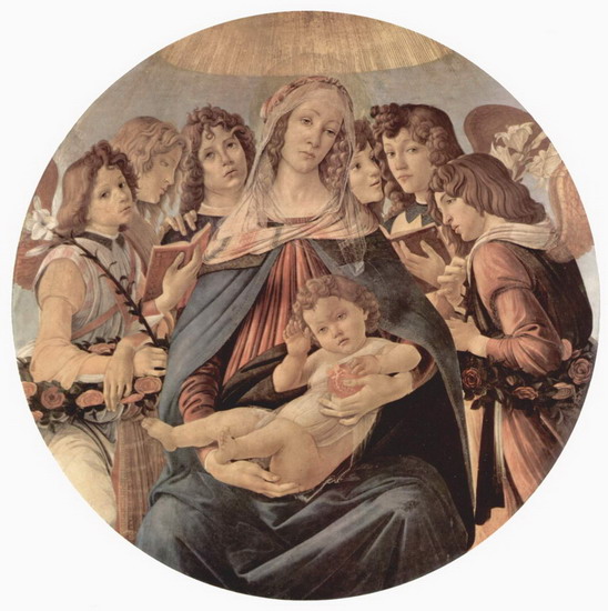 Боттичелли (Botticelli) Сандро (наст. Алессандро Ф: Мадонна (Мелаграна) с младенцем Христом и шестью ангелами