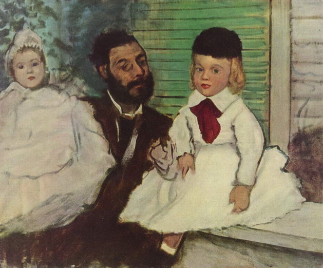 Дега (Degas) Эдгар : Портрет графа Лепика и трех его дочерей