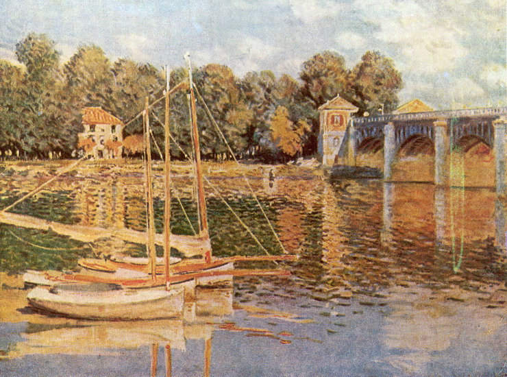 Моне (Monet) Клод: Яхты перед мостом